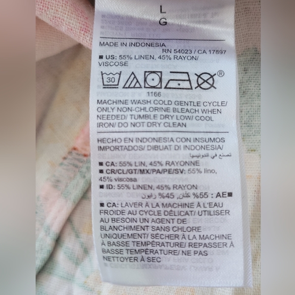 NWT Old Navy Linen Blend Twist Front Floral Midi Dress Pink Green Garden Party L - Picture 14 of 15